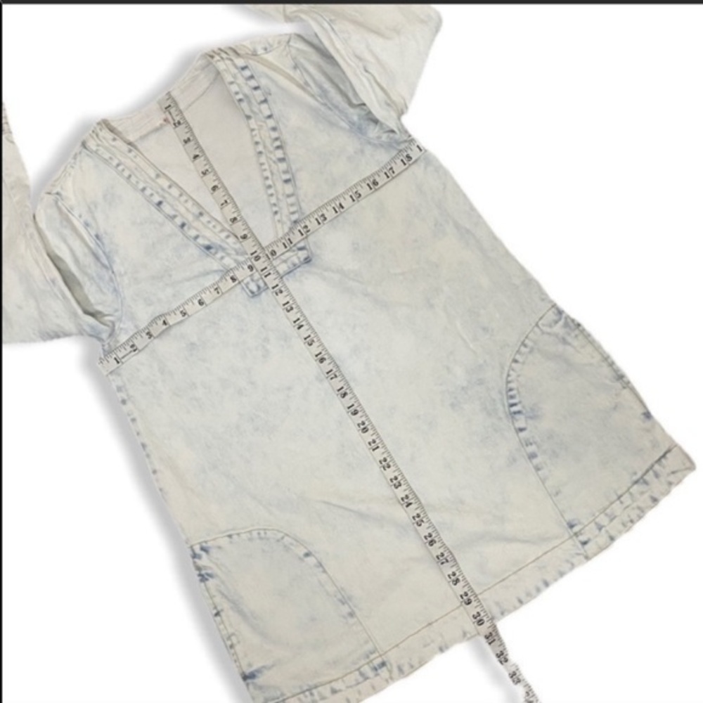 Free People acid wash denim tunic/mini dress - Picture 6 of 7
